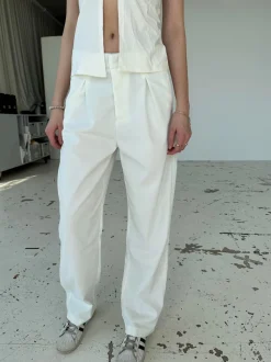 Design By Si Lisette oversized suit bukser i fløjl - Off-white Online