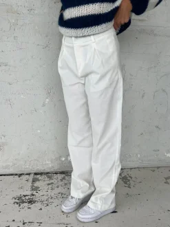 Design By Si Lisette oversized suit bukser i fløjl - Off-white Online