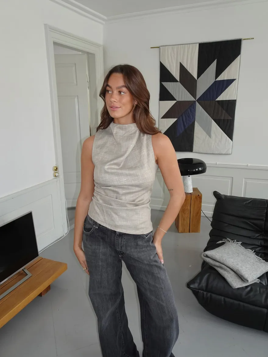 Design By Si Louise top - Taupe Hot