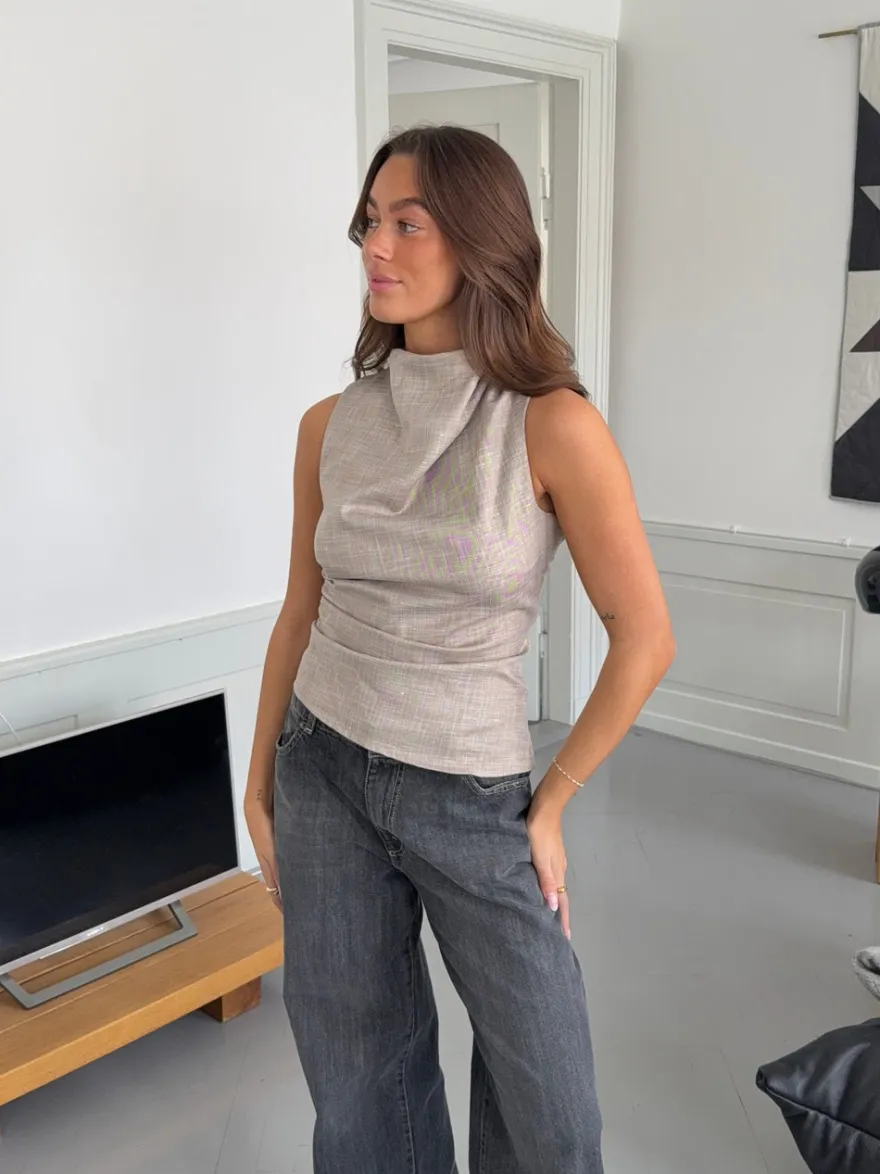 Design By Si Louise top - Taupe Hot