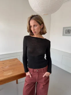 Design By Si Lova figursyet striktrøje - Sort Online