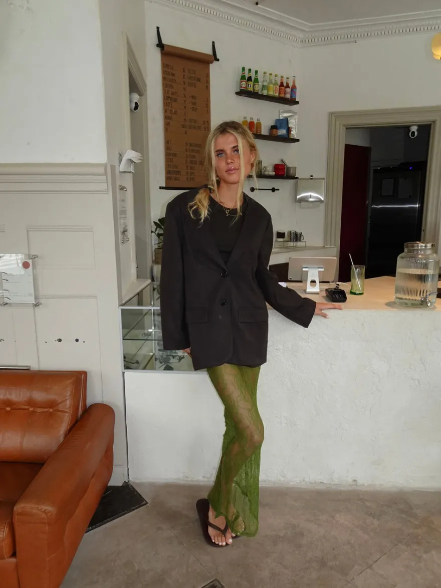 Design By Si Lovine nederdel med blonde - Grøn New