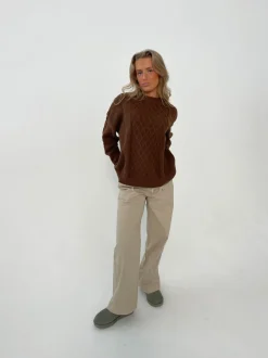 Design By Si Lucille bukser med snørelukning - Beige Online