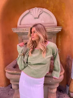 Design By Si Ludovica striktrøje med detaljer - Grøn/pink Sale