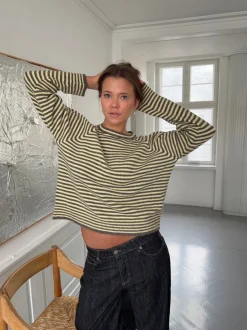 Design By Si Lulanna striktrøje med striber - Gul/brun Outlet
