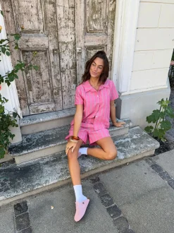 Design By Si Luliana kortærmet skjorte med striber - Pink/hvid/sort Online