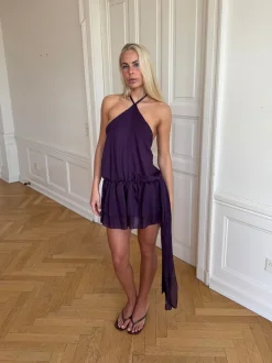 Design By Si Lulitiana kjole med halterneck - Lilla Discount