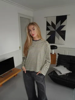 Design By Si Lura bluse med striber - Gul/grå Clearance