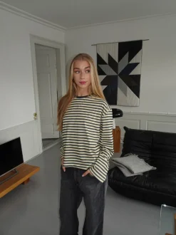 Design By Si Lura bluse med striber - Gul/grå Clearance