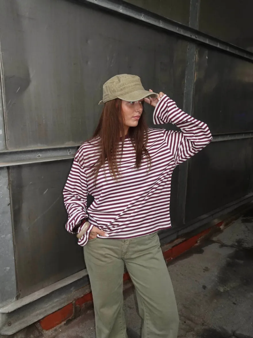 Design By Si Lura bluse med striber - Rød/hvid New