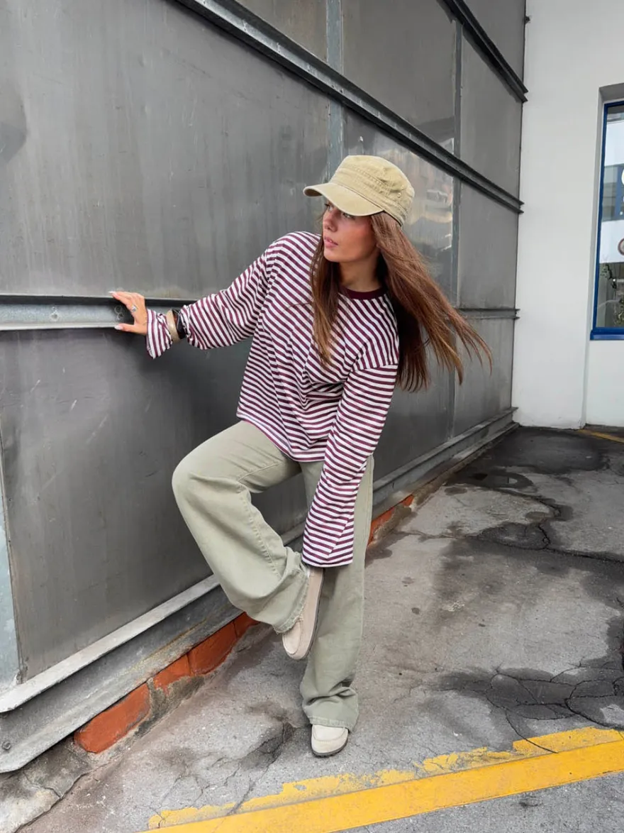 Design By Si Lura bluse med striber - Rød/hvid New