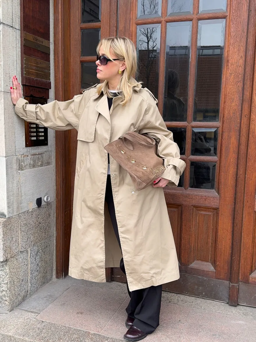 Design By Si Lyra taske med nitter - Brun Clearance