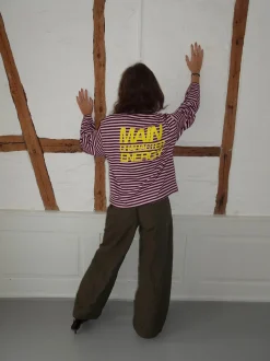 Design By Si Main character energy bluse med striber - Pink/brun/gul Hot