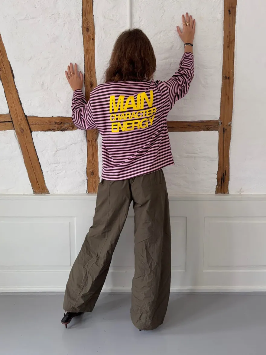 Design By Si Main character energy bluse med striber - Pink/brun/gul Hot