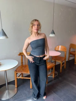 Design By Si Malina denimtop - Mørkegrå Clearance