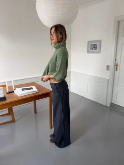 Design By Si Maluna bukser med nålestriber - Navy/hvid Outlet