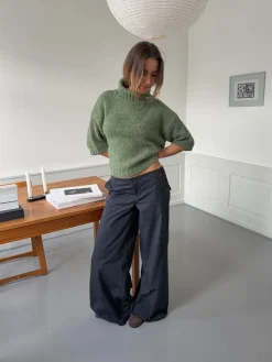 Design By Si Maluna bukser med nålestriber - Navy/hvid Outlet