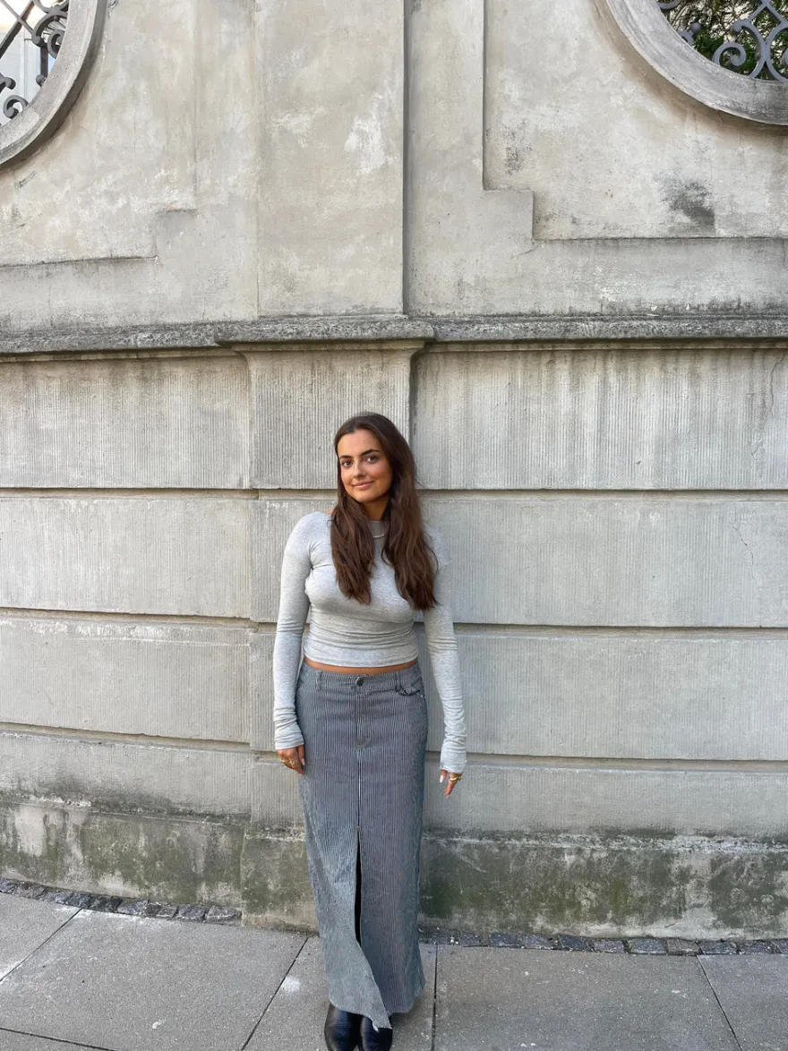 Design By Si Mandalina denimnederdel med striber- Navy/hvid Discount