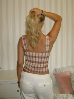 Design By Si Maren top med tern - Rød/off white Hot