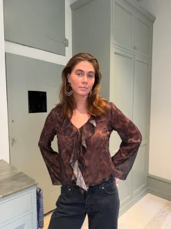 Design By Si Marianne langærmet bluse - Leopard Online