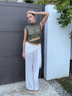 Design By Si Marisole top i blonde - Kaki Clearance