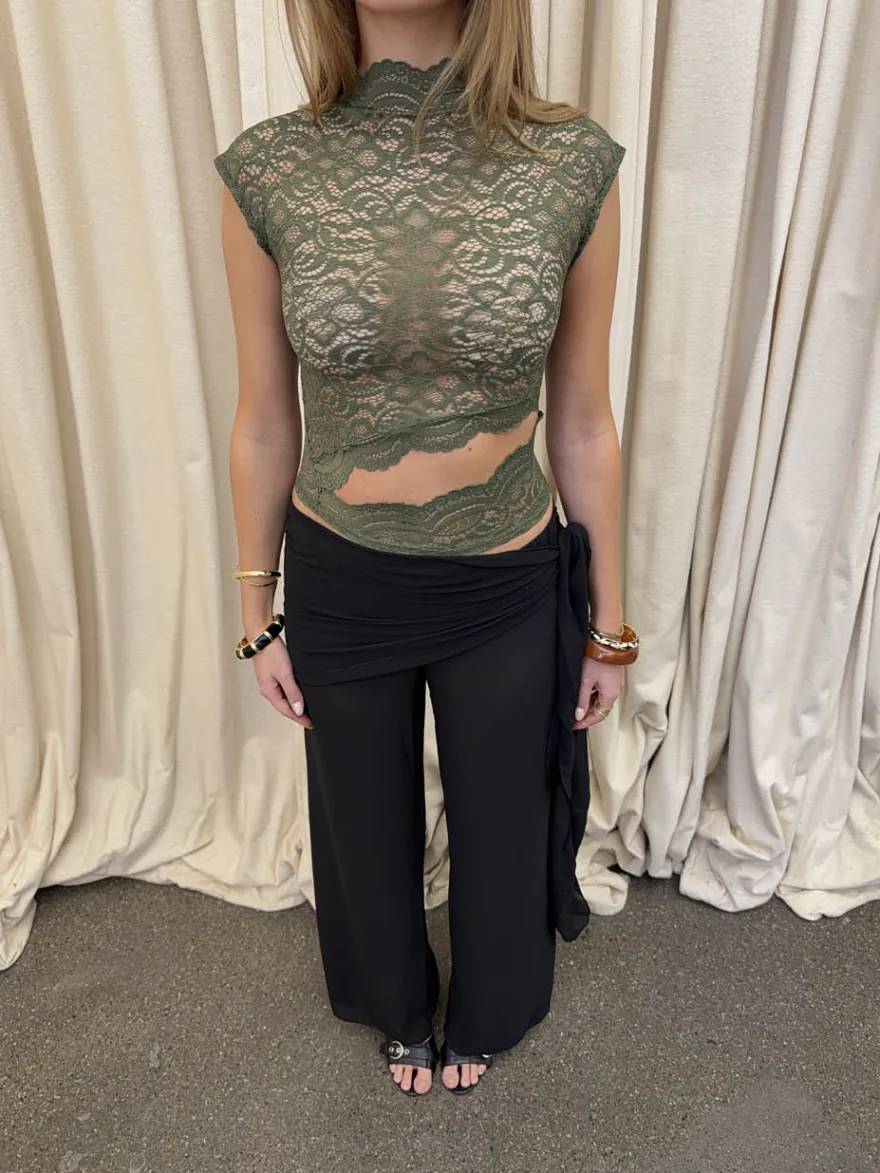Design By Si Marisole top i blonde - Kaki Clearance