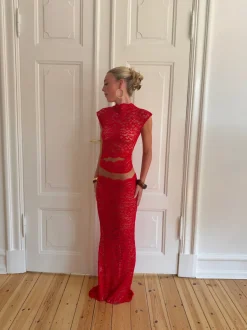 Design By Si Marisol nederdel i blonde - Rød Clearance