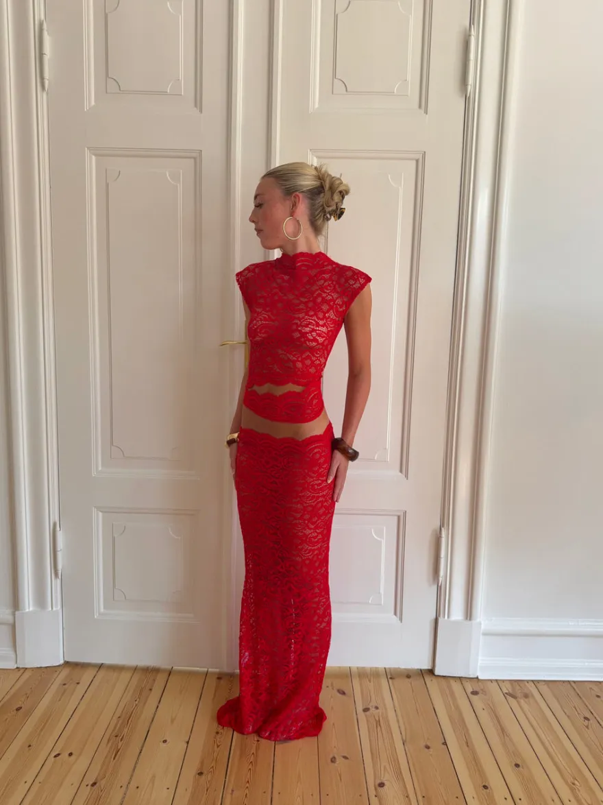 Design By Si Marisol nederdel i blonde - Rød Clearance
