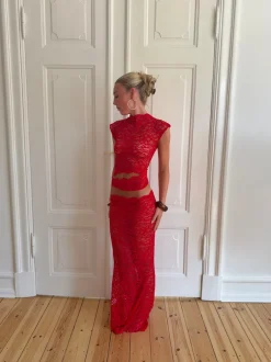 Design By Si Marisol nederdel i blonde - Rød Clearance