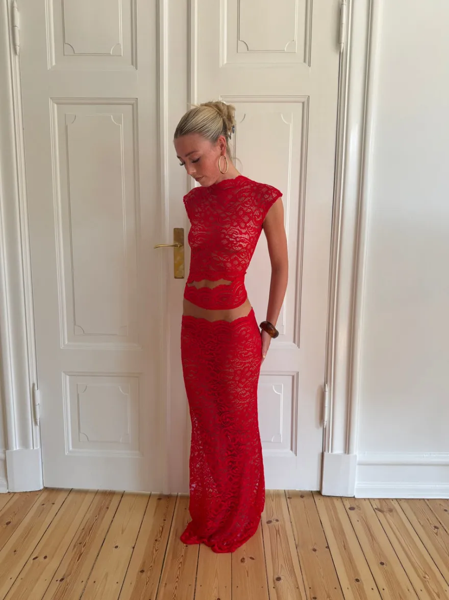 Design By Si Marisol nederdel i blonde - Rød Clearance