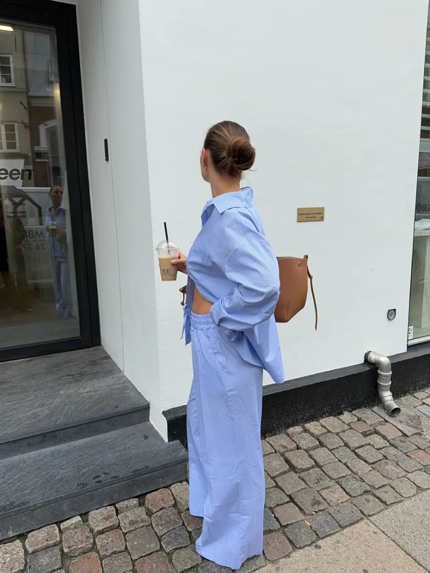 Design By Si Mathilde Ravn skjorte med striber - Blå/hvid Outlet