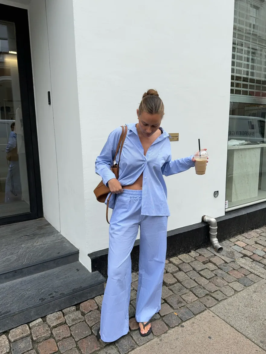 Design By Si Mathilde Ravn skjorte med striber - Blå/hvid Outlet
