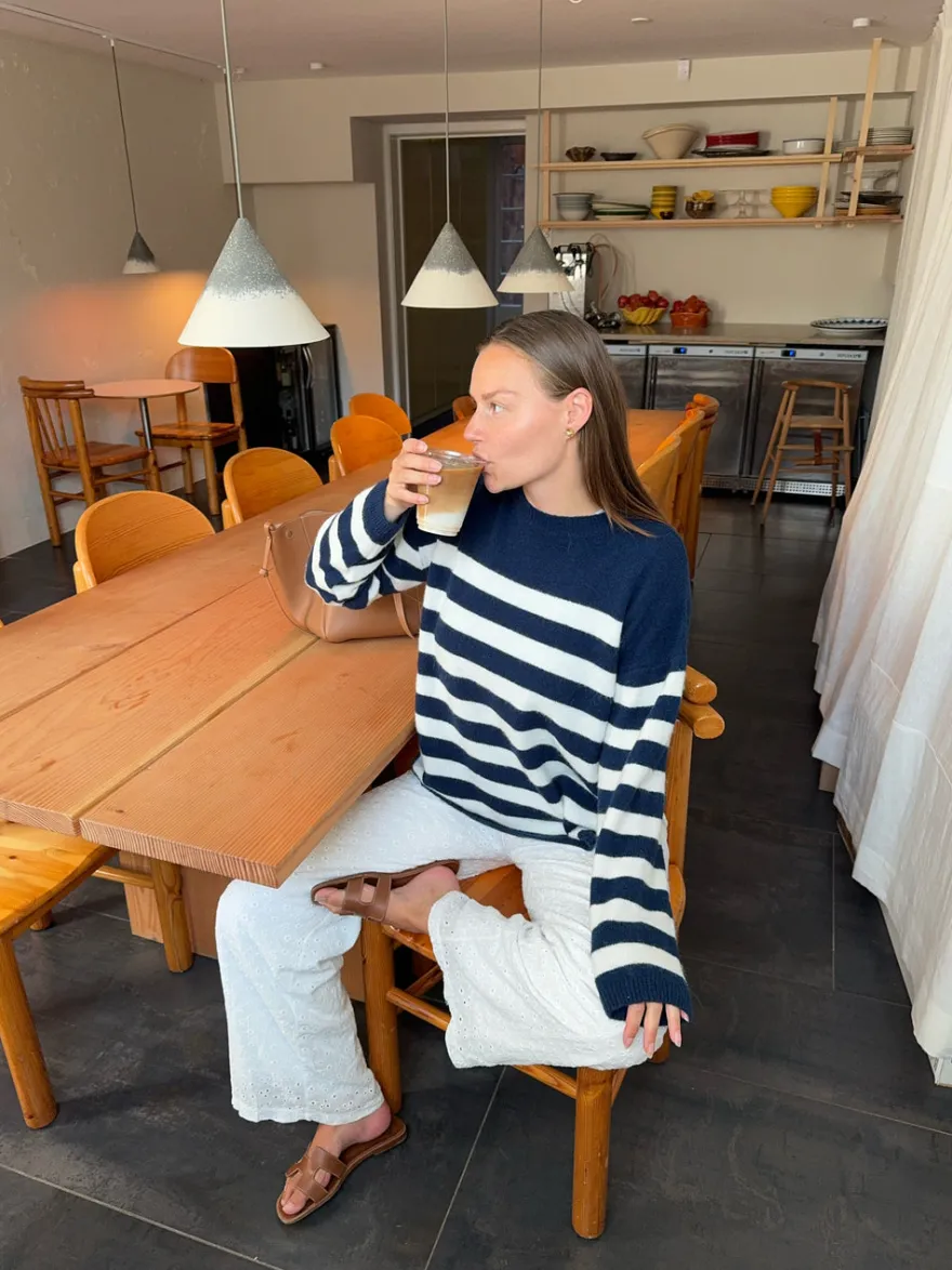 Design By Si Mathilde Ravn stribet striktrøje - navy/hvid New