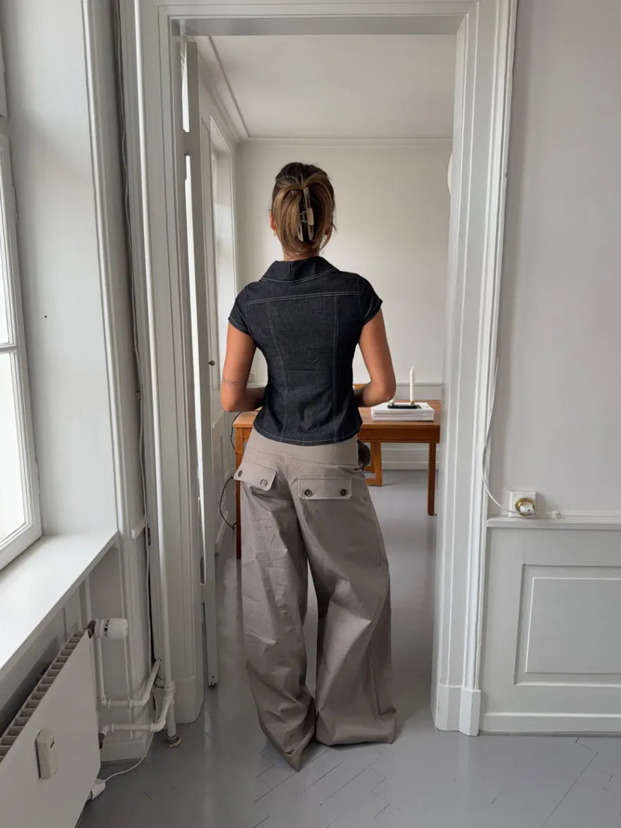 Design By Si Maxim bukser med knapper - Taupe New