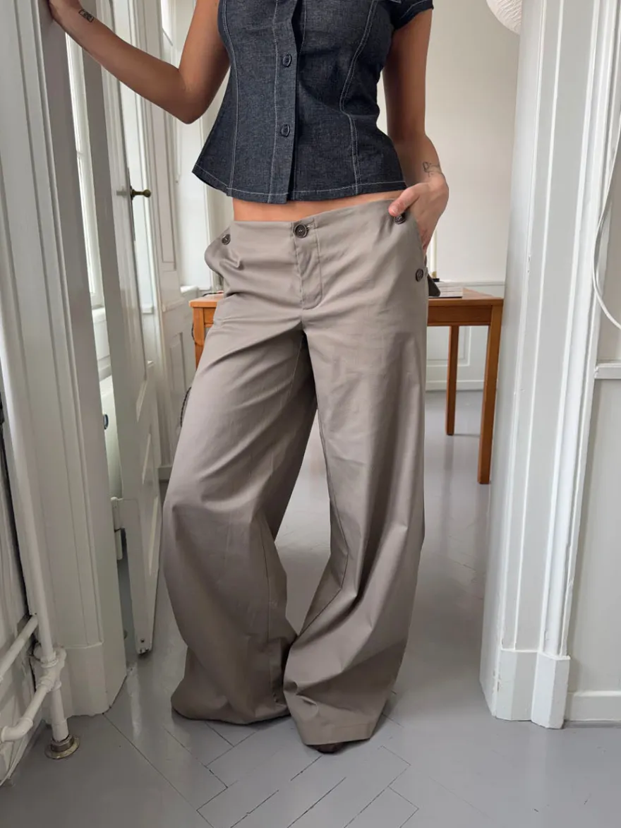 Design By Si Maxim bukser med knapper - Taupe New