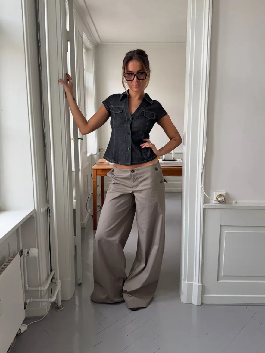 Design By Si Maxim bukser med knapper - Taupe New