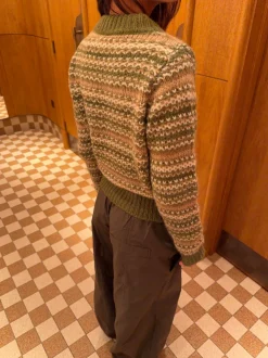 Design By Si Melia striktrøje med striber - Grøn/beige Sale
