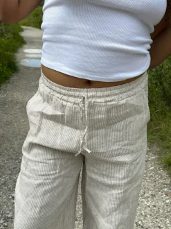 Design By Si Milana hørbukser - beige/hvide striber Discount