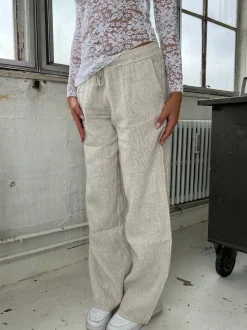 Design By Si Milana hørbukser - beige/hvide striber Discount