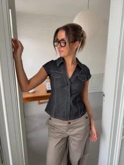 Design By Si Miley figursyet skjorte - Mørk denim