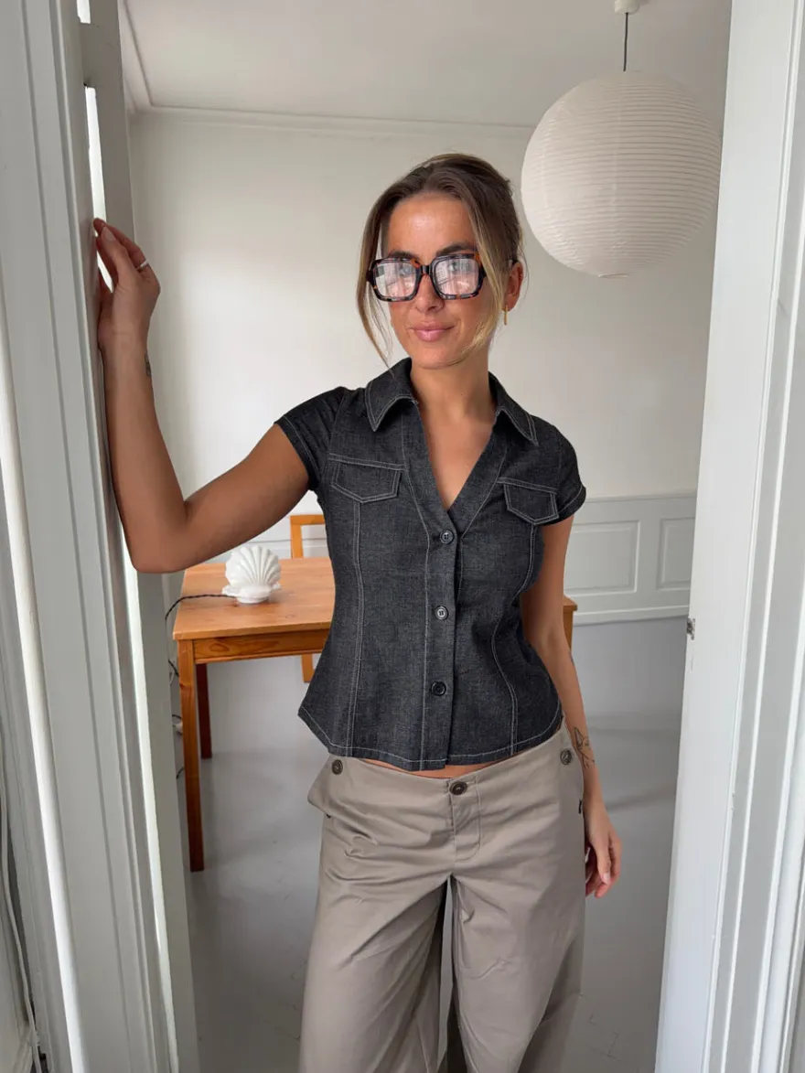 Design By Si Miley figursyet skjorte - Mørk denim
