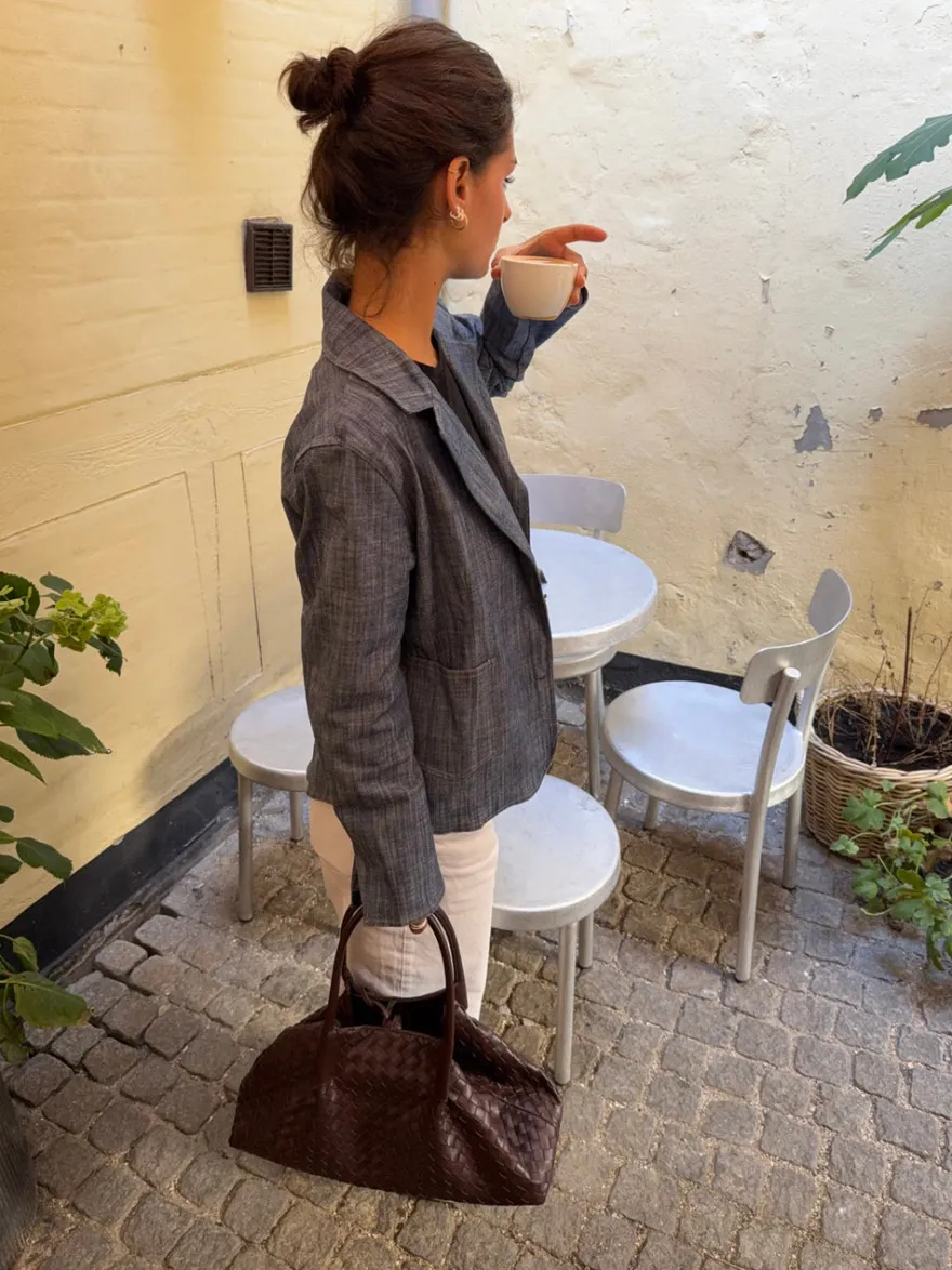Design By Si Milu skuldertaske i flet - Brun