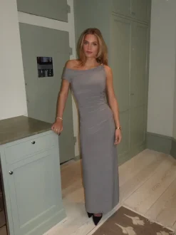 Design By Si Mina one shoulder maxikjole - Taupe New