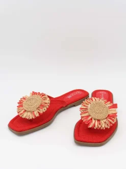 Design By Si Minna sandaler med blomsterdetalje - Orange/guld