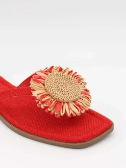 Design By Si Minna sandaler med blomsterdetalje - Orange/guld
