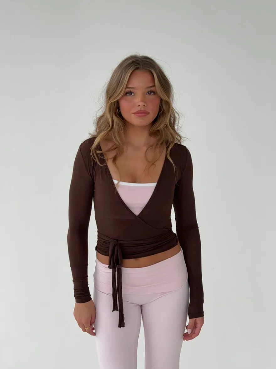 Design By Si Motion wrap bluse - Espresso Best
