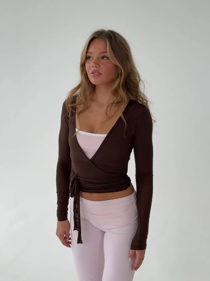 Design By Si Motion wrap bluse - Espresso Best