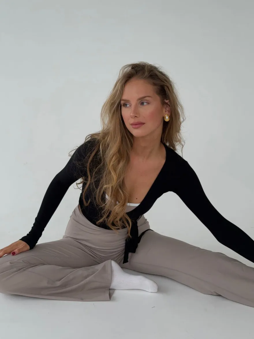 Design By Si Motion wrap bluse - Jet Black Best