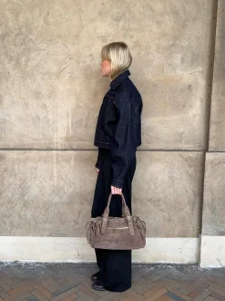 Design By Si Mura taske i ruskind - Taupe Outlet