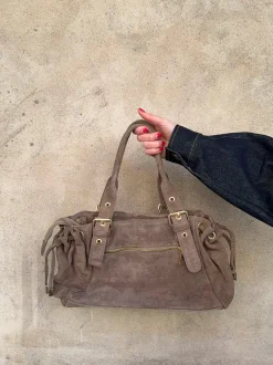Design By Si Mura taske i ruskind - Taupe Outlet